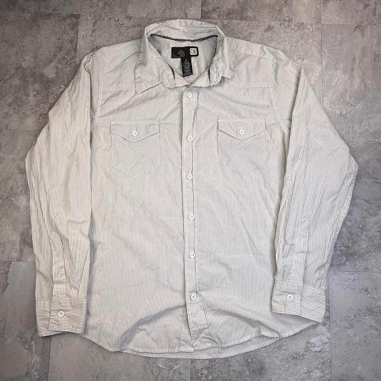 Y2k Ocean Pacific Pinstripe White Button Up Large